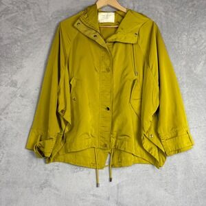 ✨ 2/$35 Zara Woman Chartreuse Yellow Hooded Windbreaker Jacket Size M Streetwear